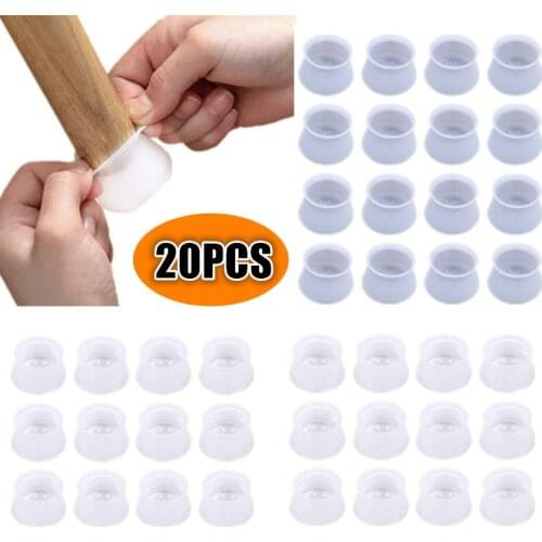 20pcs Silicon Chair Leg Protectors Socks Table Feet Pad Floor Protection