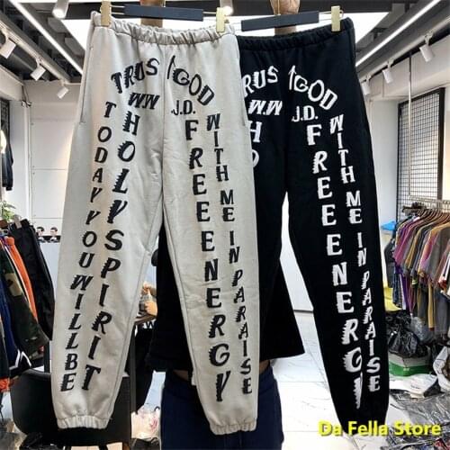 2020SS Kanye West Kardashian Pants TRUST GOD W.W.J.D. Hip Hop Sweatpants Men Women Holy Spirit Pants Fashion Energy trousers