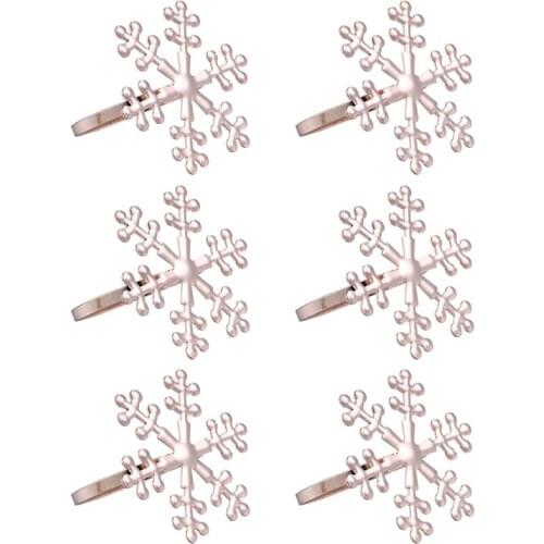 6 Pcs Christmas Snowflake Shaped Napkin Rings Dinning Table Setting Christmas Snowflake Napkin Button Napkin Ring