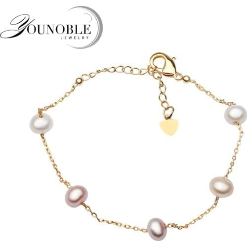 Natural Freshwater Pearl Bracelet White Pink Pearl Bracelet For Woman Adjustable Romantic Wedding Party Accessories Wholesale