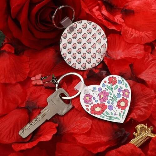 24 Pcs/Set Sublimation Blank Keychains Thermal Transfer Key Chain Double-Side Printed MDF Keyrings Key Tags with Split Rings for