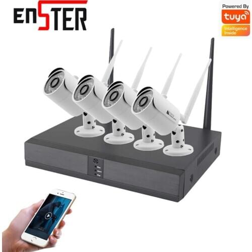 ENSTER 1080P 4CH AI Intelligent Wireless NVR Kit HD IP Video Recorder Tuya WiFi NVR Kit CCTV System Surveillance