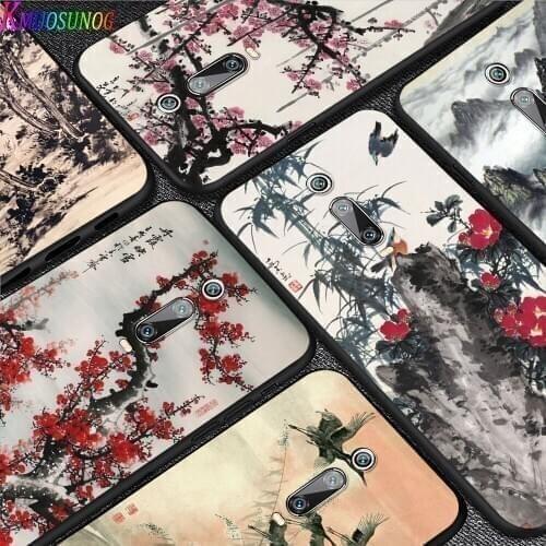 Bright Black Cover Chinese ink painting For Xiaomi Redmi 10X 9C 9A 9 GO K20 8A 8 7A 7 S2 6A 6 5 4X Pro 5G Phone Case