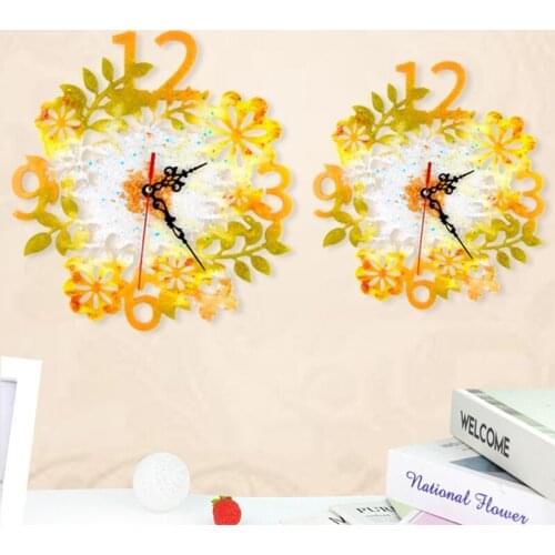 Flower Clock Wall Decoration Crystal Epoxy Resin Mold Hanging Ornaments Casting Silicone Mould DIY Crafts Home Decortives T84A