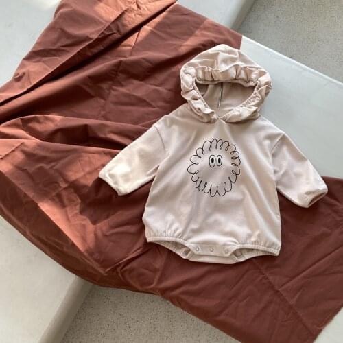 Baby Hooded Bodysuit Cartoon Print Boys Long Sleeve Clothes Children Girls Fashion Autumn Playsuit Infant Newborn Jumpsuit