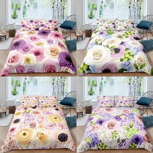 Home Textiles Luxury 3D Flower Duvet Cover Set and Pillowcase Kids Bedding Set AU/EU/UK/US Queen and King Size Bedding