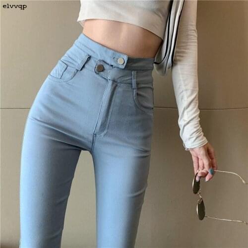 New Jeans For Women Mom Jeans High Waist High Elastic Plus Size Stretch Jeans Female Washed Denim Skinny Pencil Pants Trousers
