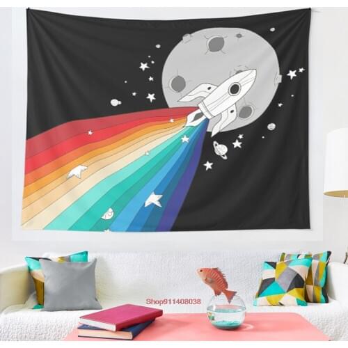 Pride Rocket tapestry Hanging Tapestry Hippie Wall Hanging Blanket Wall Carpet Yoga Mat Home Decor