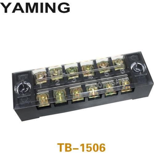 TB-1506 Terminal Block Terminals Plate 600V 15A 6 Position Connection Dual Row Connect Screw Plug-in Wire Connector