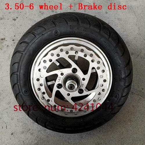 10 inch electric scooter wheels 6 inch wheel hub + 3.50-6 vacuum Road tyre + Brake disc fits Folding electric scooter,electric s