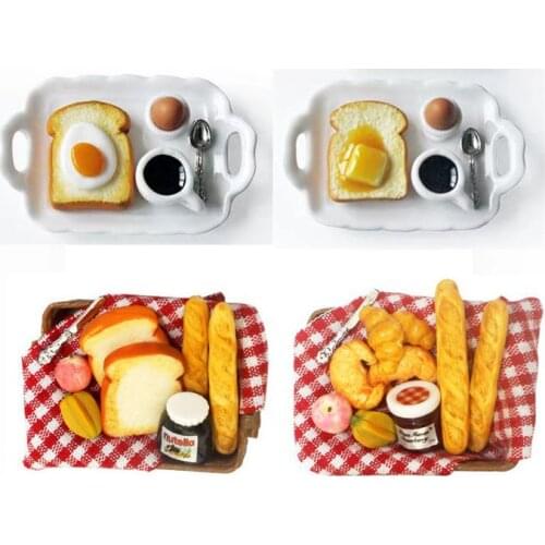 Kid Toy Mini Food Doll House Accessories DIY Bread Smoothies Breakfirst Egg Dinner Set For Barbie Blyth Ob11 1/8 1/12 BJD Doll