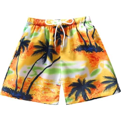Summer Swimming Trunks For Boys Fashion Boys Swimwear Kids Swimsuit Cartoon Coconut Trees Kids Shorts 2-6 Years Beach Clothing