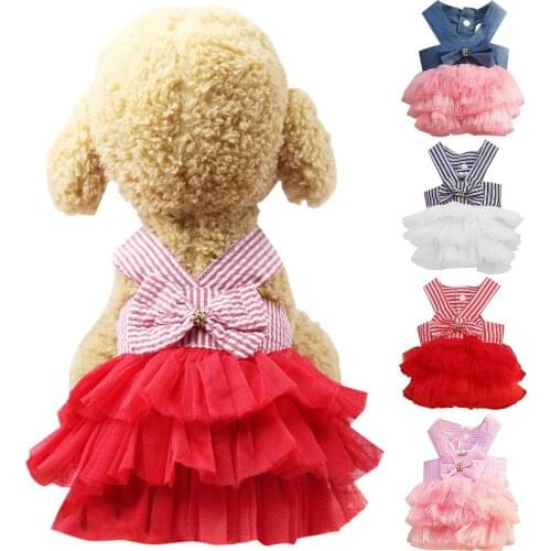 Cute Summer Dog Dress Bubble Skirt Cowboy Dress Dog Dress Princess Dresses For Dog Chihuahua Pug Clothing Puppy Cat Supplies