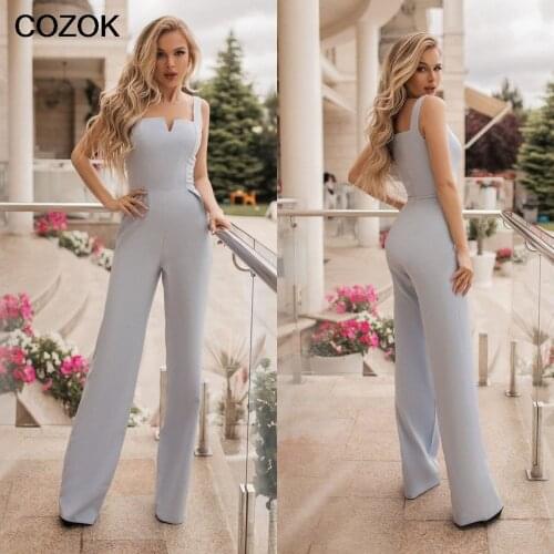 Fashion Women Jumpsuit Simple Evening Gowns Satin Custom Made Prom Dress Party Wear Crystal Formal Robe De Soirée