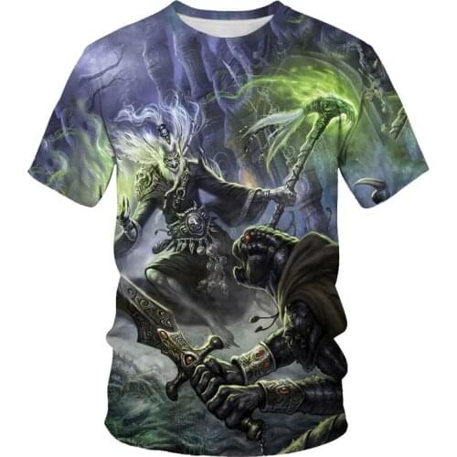 Mens T-shirt Short Sleeve 2021 Summer Hot Sale Mens 3D Printed Devil Pattern Harajuku All-match Loose Casual Top