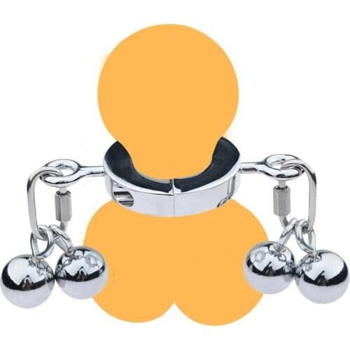 Male Scrotum Pendant Ring Stainless Steel Metal Cock Ring Exerciser Load-Bearing Ring Sex Toys Tools for Men