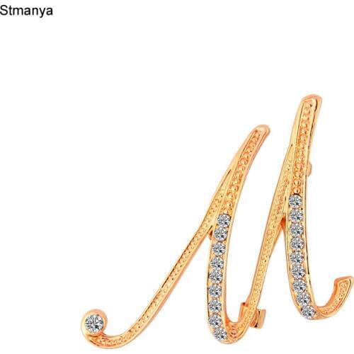 New Brand Brooches For Men DIY A-Z Letter Rhinestone Brooch Pins For Women Party Flower and Bag Brooches Jewelry H1306
