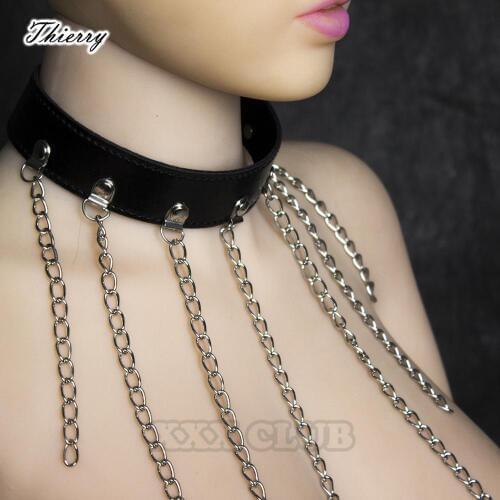 New Slave Collar Sex Toys For Couples Sex Adult Game Neck With Seven chains decorated cervical collar,Sex product for adult game