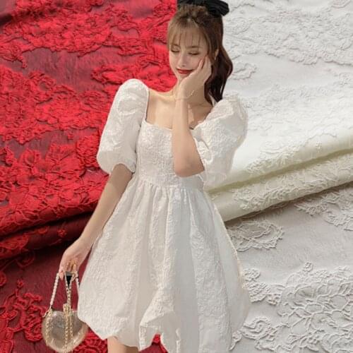 Pure Color Dark Pattern Jacquard Fabric Polyester Fiber Comfortable Soft Spring Autumn Dress Womens Dress Clothing Fabrics