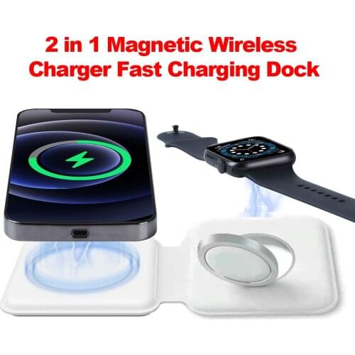 Qi 15W Wireless Fast Charging 2in1 Magnetic Safe DUO Charger for iPhone 12 Pro Max Dock for Apple Watch Airpod For iPhone 11
