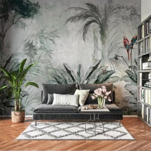 Custom Nordic tropical plant leaves modern Self Adhesive wallpapers minimalist TV background 3D walls home decor living room