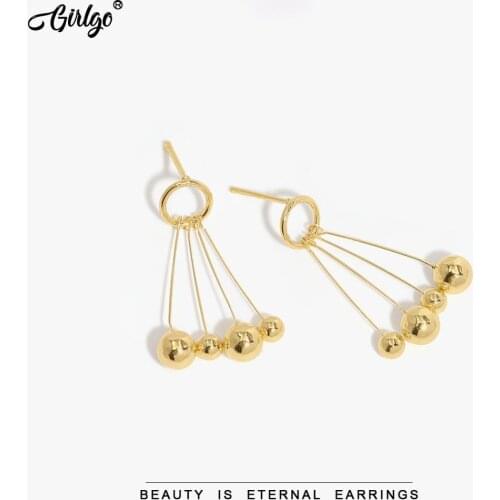 Girlgo Korean Copper Cherry Earrings For Women Romantic Cute Metal Shiny Earrings Trend Jewelry Bride Wedding Party Gifts