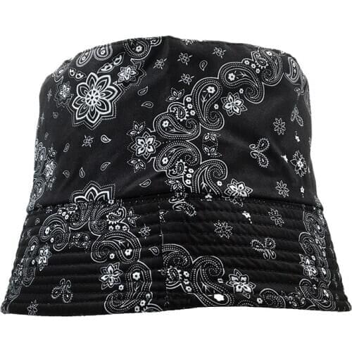 New Summer Black Red Paisley Pattern Fishing Fisherman Caps Bucket Hats Mens Women Bob Gorras Hip Hop Panama Casquette