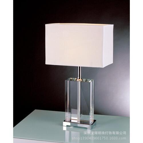 Modern Luxury Table Lamps Square Fabric Lampshade Clear Crystal Lamp Body Table Lamps Living Room Bedroom Study Table Lamps