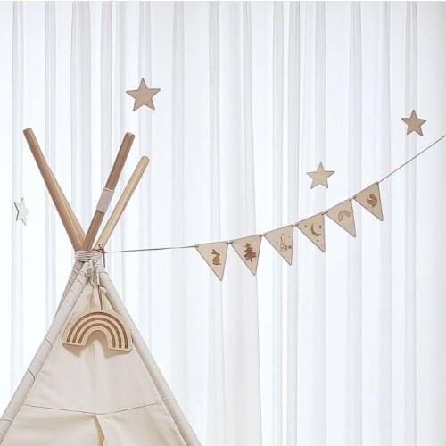 1 Set Natural Wooden Slices Tag with Rope Basswood Letters Card Hanging Banner Baby Room Decoration Birthday Pendant