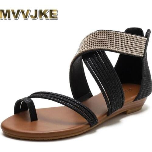 MVVJKE Comfort Shoes for Women 2021 Summer Roman Sandals Large Size Suit Female Beige Med Clogs Wedge New Gladiator Big Fashion