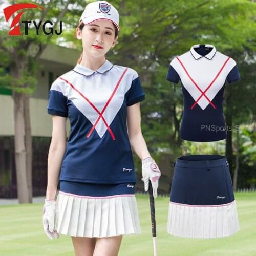 2021 Golf Tennis Baseball Skirts Sets Women Short Sleeve T-Shirts Slim Stitching Skirt Ladies Sportswear Clothing Suits Culottes