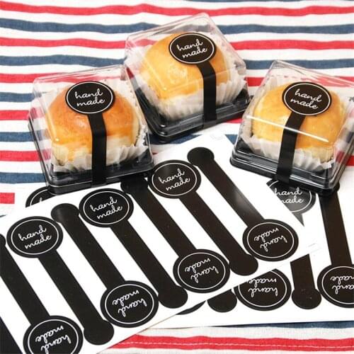 10pcs/sheet Black Long Lollipop Design Self adhesive Sealing Sticker Labels for Tins Cake Packaging Kraft Sealing Label