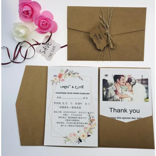 Free shipping 2x plain tri fold wedding invitation cards with envelope ,insert, RSVP 3 fold laser cut pocket fold cards invite