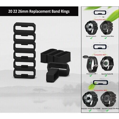 20mm 22mm 26mm Soft Silicone Rings for Garmin Fenix 5 5X 5S 5S Plus 6 6 Pro 3 3 HR Silicone Replacement Band