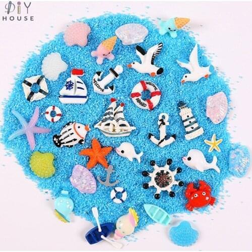 20/30/50Pcs Marine Series Flatback Planar Resin Color DIY Craft Supplies Phone Shell Decor Accessories Material Fish Tank Filler