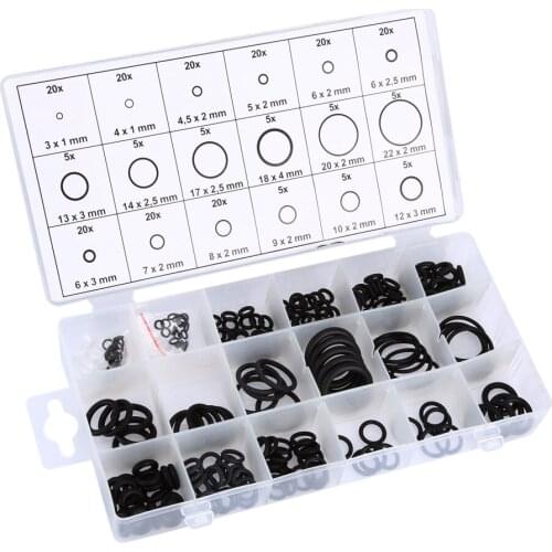 225 pcs Silicone Rubber O Ring Washer Seals Watertightness Assortment 18 Sizes for Car Styling With Plactic Box Kit