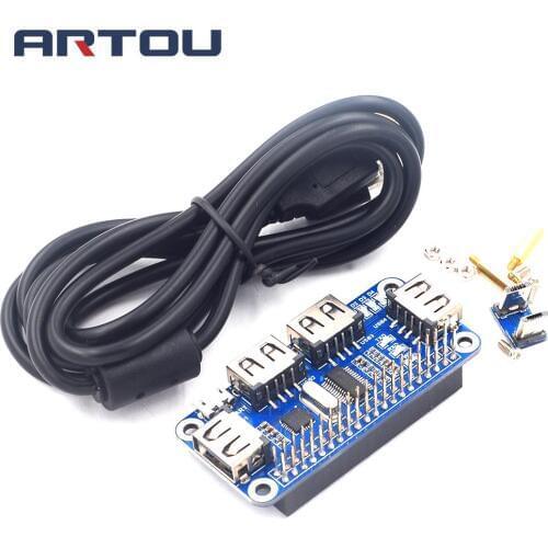 4 Ports USB HDM HUB HAT for Raspberry Pi 3 / 2 / Zero W Extension Board USB to UART for Serial Debugging compatible with USB