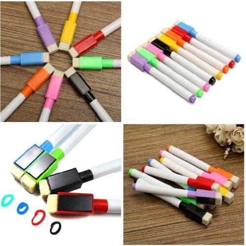8pcs Color Magnet Pens Magnetic Wipe White Board Markers Built In Erases Hot Paint By Number Pens & Brushes
