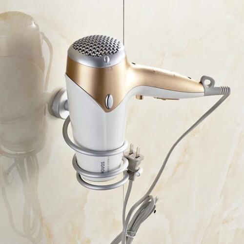 Aluminum Wall Shelf for Hairdryer Wall Mounted Hairdryer Shelf Rack Hairdryer Spiral Stand Holder bathroom accessories set