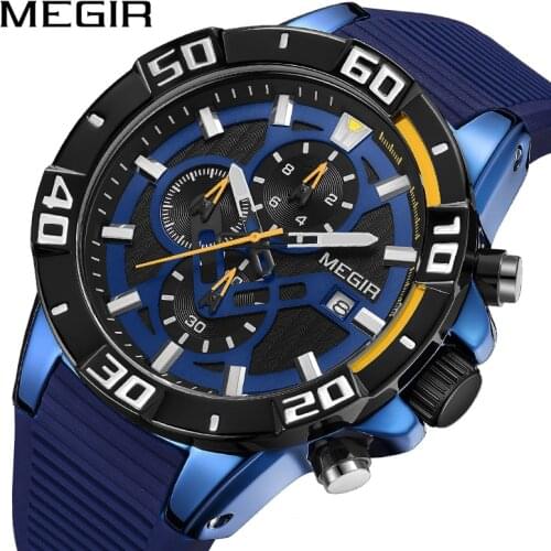MEGIR Men Watches Top Brand Luxury Chronograph Sport Watch Silicone Quartz Military Watches Clock Relogio Masculino Reloj Hombre