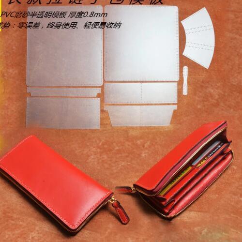 Designer leather women leather zipper wallet pvc template leather craft sewing pattern accessories