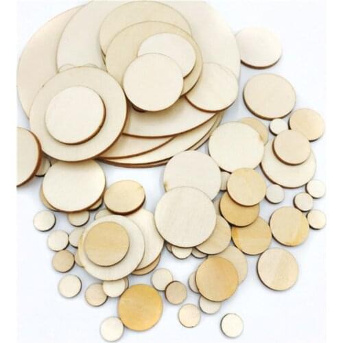 Julie Wang 10-50mm Wood Round Charms Blank Perforated Wooden Slices Pendant Jewelry Making Accessory Decor