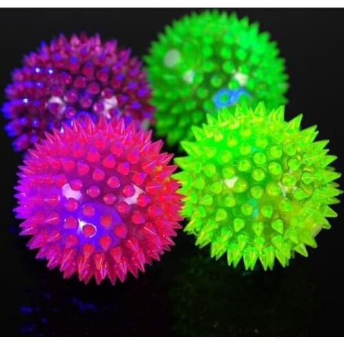 Pet Chew Toy Colorful Soft Rubber Luminous Cat Dog Chewing Throwing Elastic Ball Toy Interactive Toys for Dogs Random Color