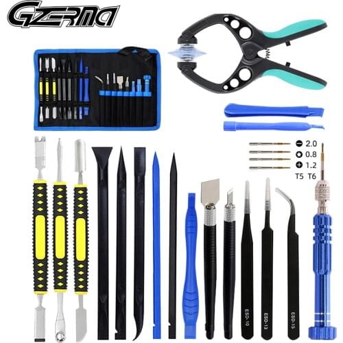 GZERMA 18 in 1 Professional Electronics Repair Tools with LCD Screen Opening Pliers Opening Pry Tools Kit for Cell Phone Laptop