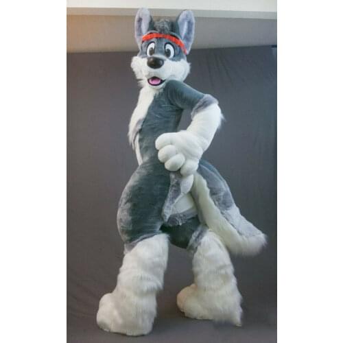 Birthday Party Gray Husky Dog Fursuit Mascot Costume Furry Costume Suits Cosplay Party Game Fancy Dress Christmas Adult Size