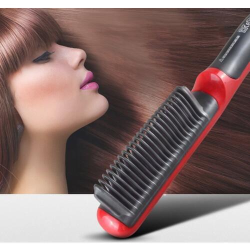 Hair massager Straightener Durable Electric Straight Hair massage Comb Brush LCD Heated Ceramic Hair Straightening Brush EU Plug
