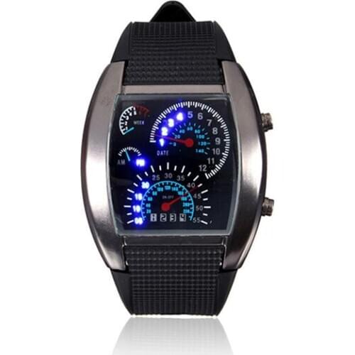 Fashion Mens Stainless Steel Luxury Sport Analog Quartz LED Wrist Watch Black Sport Watches Fashion Wristwatches For Men Gift