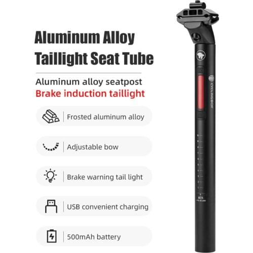 MTB Road Bike Seatpost Taillight With Intelligent Sensor Brake Light MTB Seat Post LED USB Rechargeable Taillight