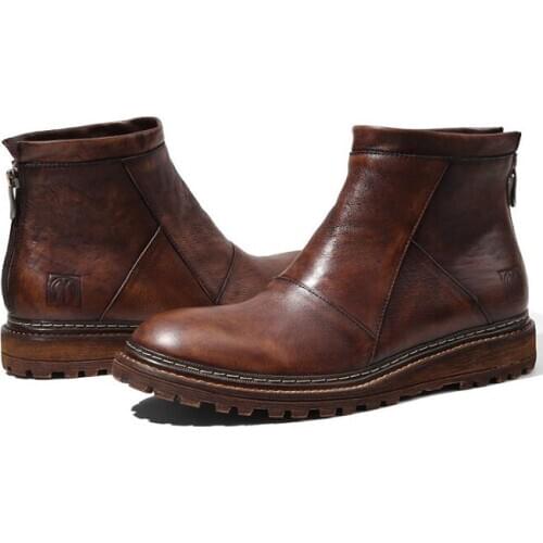 Winter Paratrooper boots Slip on Men boots Fashion Genuine Leather breathable Ankle High quality Mens Boots