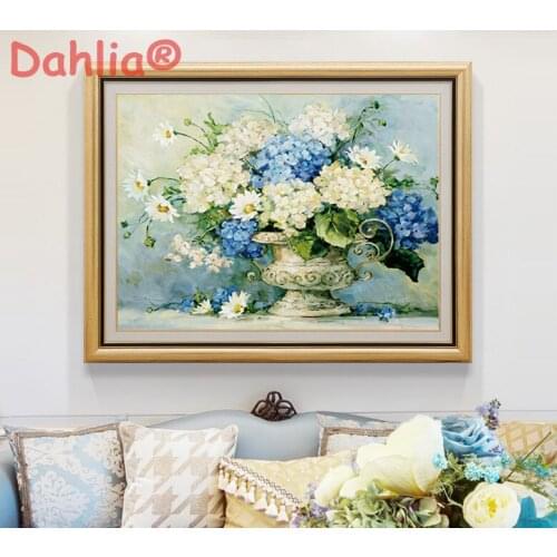 Flower Hydrangea Continental Arts Needlework Embroidery DIY Cross Stitch Kits Crafts 14CT Unprinted Home Decor Handmade